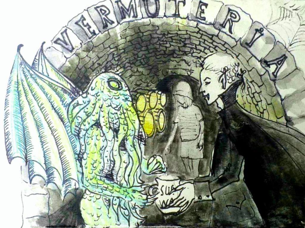 Dracula meets Cthulhu. Friendly monster conversation about the coronavirus and normality.