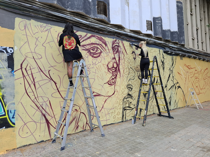 Women Painters on stairs